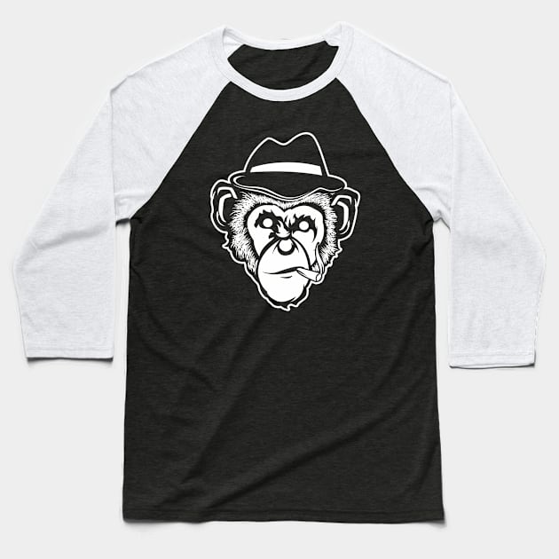 Monkey Head Smoking Baseball T-Shirt by brographic